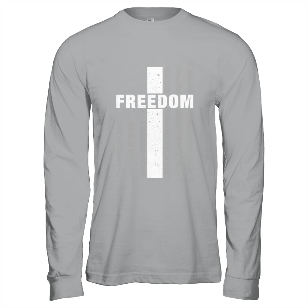 Grunge American Flag And Cross Faith Family Freedom Shirt & Hoodie | siriusteestore