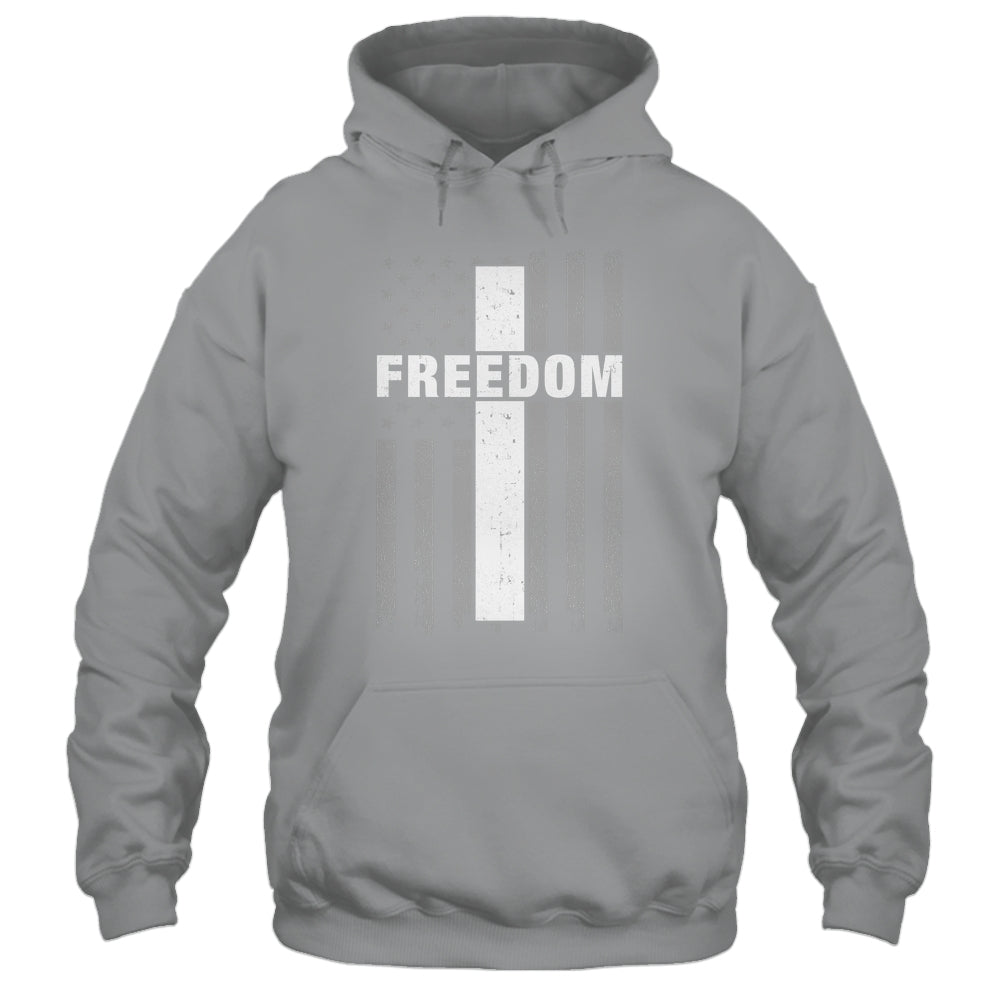 Grunge American Flag And Cross Faith Family Freedom Shirt & Hoodie | siriusteestore