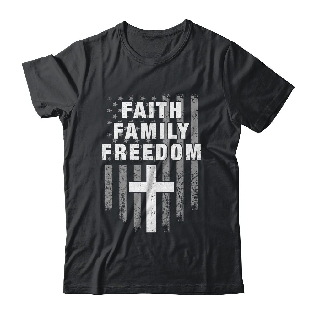 Grunge US Flag American Flag And Cross Faith Family Freedom Shirt & Hoodie | siriusteestore
