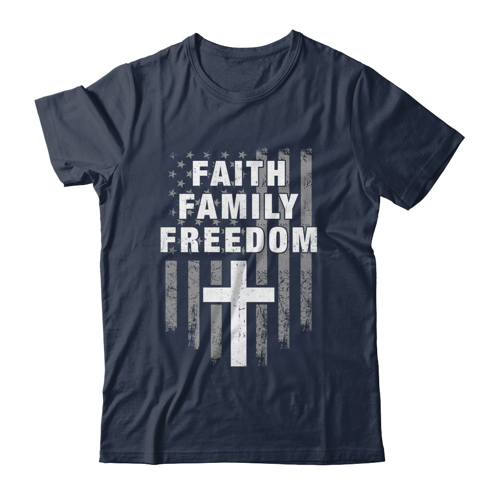 Grunge US Flag American Flag And Cross Faith Family Freedom Shirt & Hoodie | siriusteestore