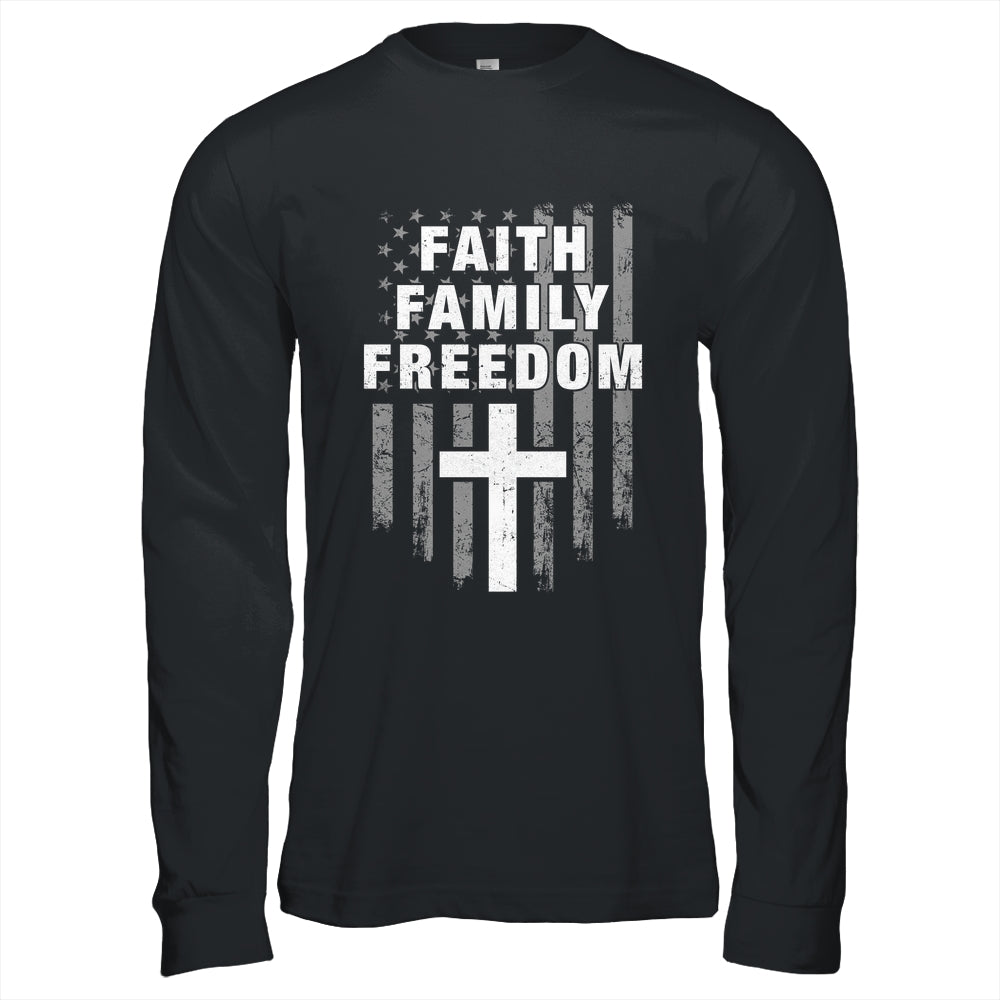 Grunge US Flag American Flag And Cross Faith Family Freedom Shirt & Hoodie | siriusteestore
