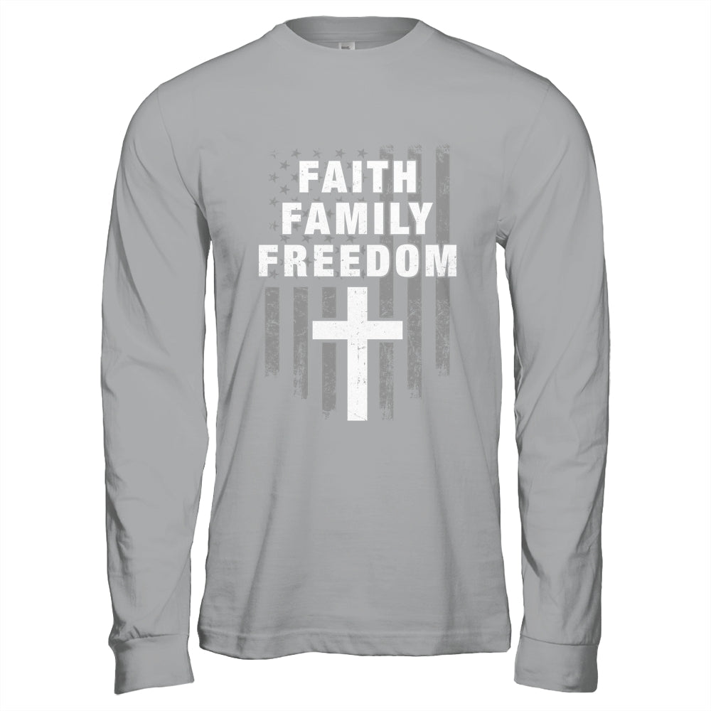 Grunge US Flag American Flag And Cross Faith Family Freedom Shirt & Hoodie | siriusteestore
