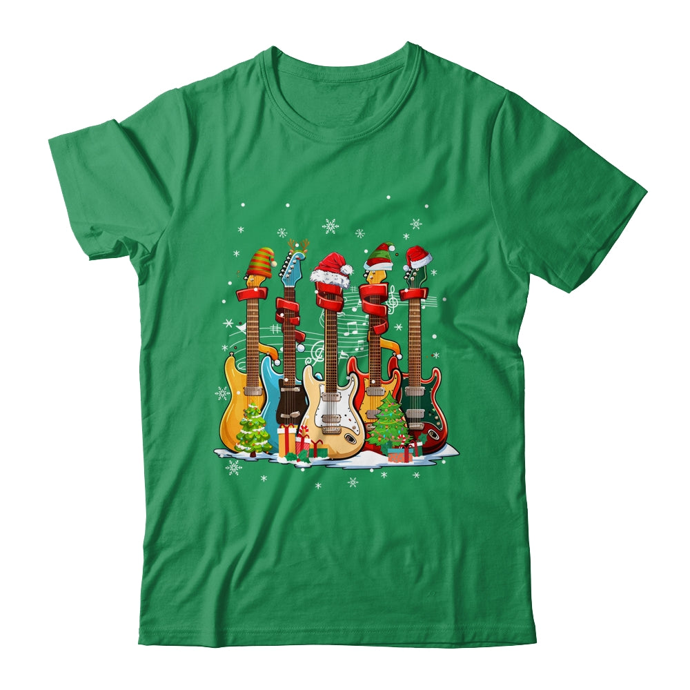 Guitar Santa Hat Elf Christmas Tree Musician Christmas Ugly Shirt & Sweatshirt | siriusteestore
