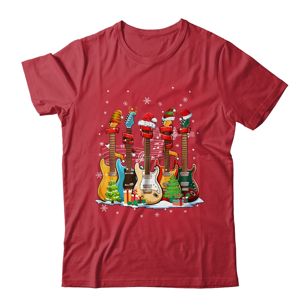 Guitar Santa Hat Elf Christmas Tree Musician Christmas Ugly Shirt & Sweatshirt | siriusteestore