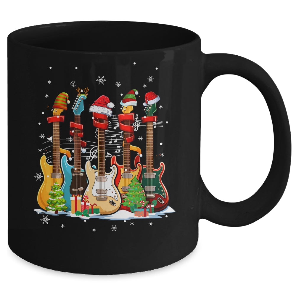 Guitar Santa Hat Elf Christmas Tree Musician Christmas Ugly Mug | siriusteestore