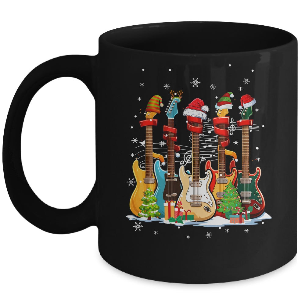 Guitar Santa Hat Elf Christmas Tree Musician Christmas Ugly Mug | siriusteestore