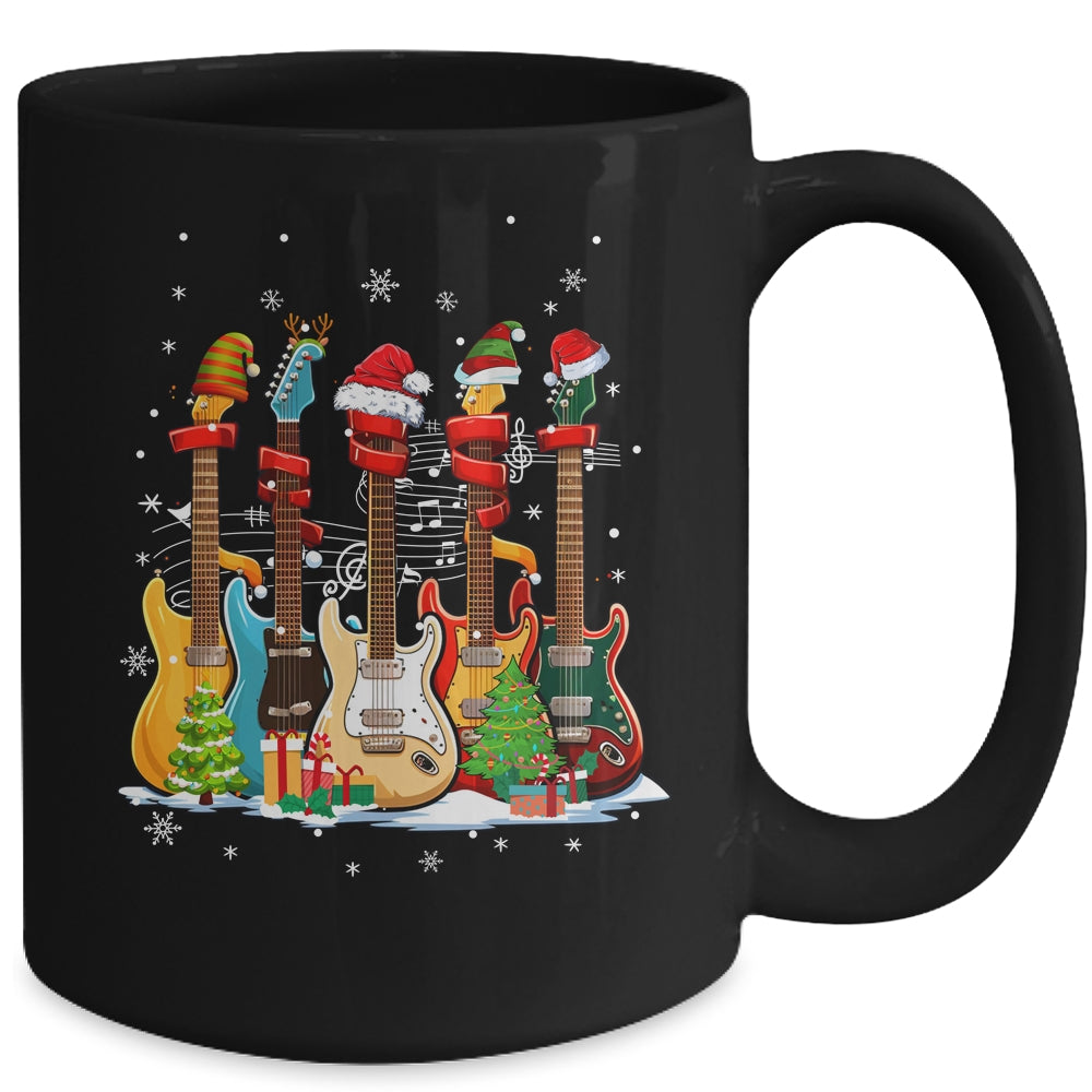 Guitar Santa Hat Elf Christmas Tree Musician Christmas Ugly Mug | siriusteestore