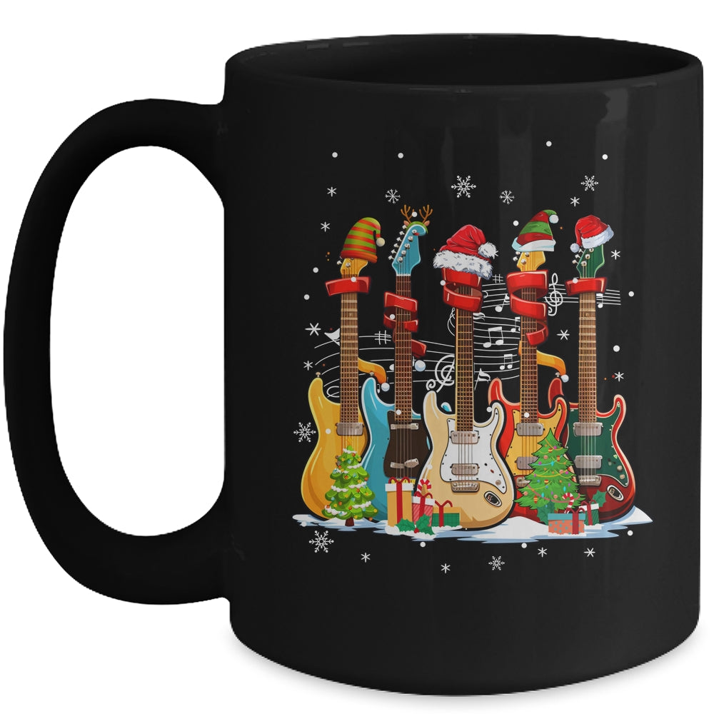 Guitar Santa Hat Elf Christmas Tree Musician Christmas Ugly Mug | siriusteestore