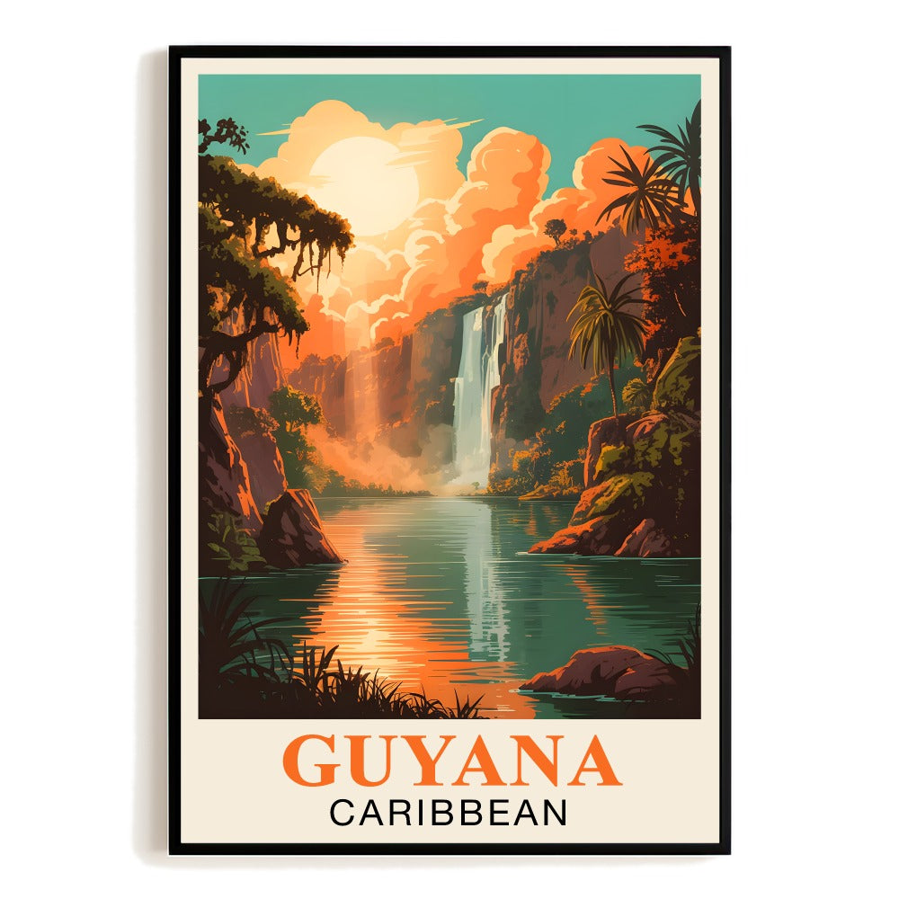 Guyana Caribbean Vintage Poster Travel Nature Lovers Beauty Wall Art Decor Painting Print Landscape Picture Ideal For Home Office Living Room Bedroom Decor Unframed | siriusteestore
