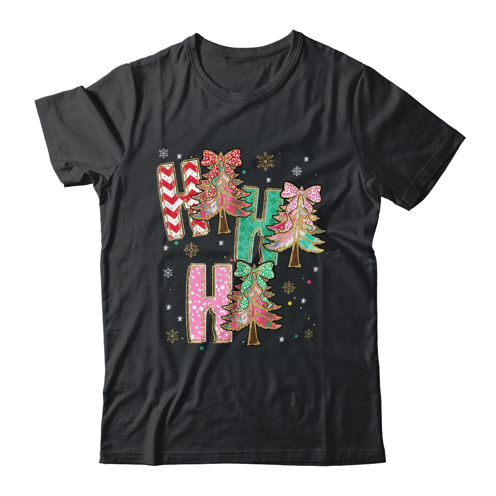 HO HO HO Merry Christmas Coquette Bow Xmas Trees Holiday Shirt & Sweatshirt | siriusteestore
