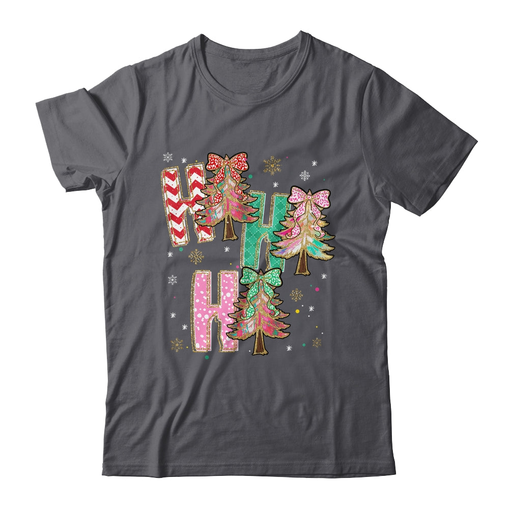 HO HO HO Merry Christmas Coquette Bow Xmas Trees Holiday Shirt & Sweatshirt | siriusteestore