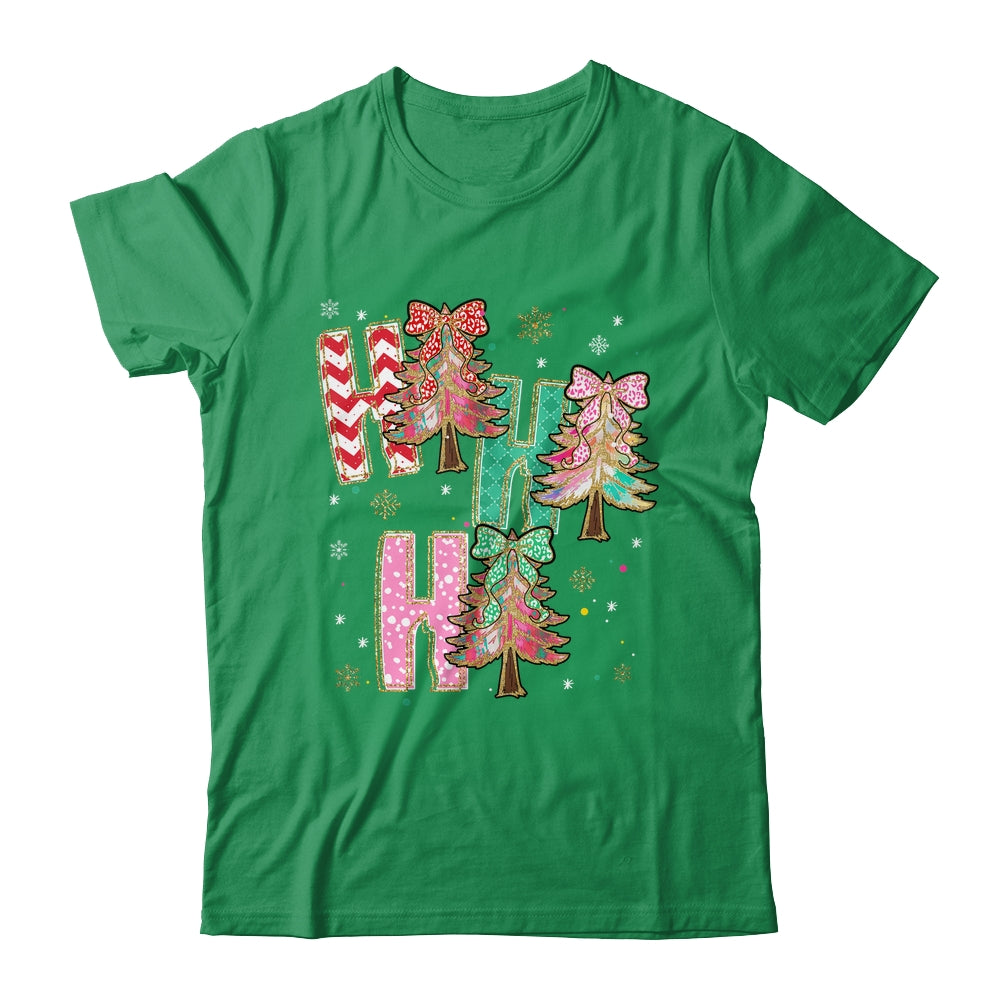 HO HO HO Merry Christmas Coquette Bow Xmas Trees Holiday Shirt & Sweatshirt | siriusteestore
