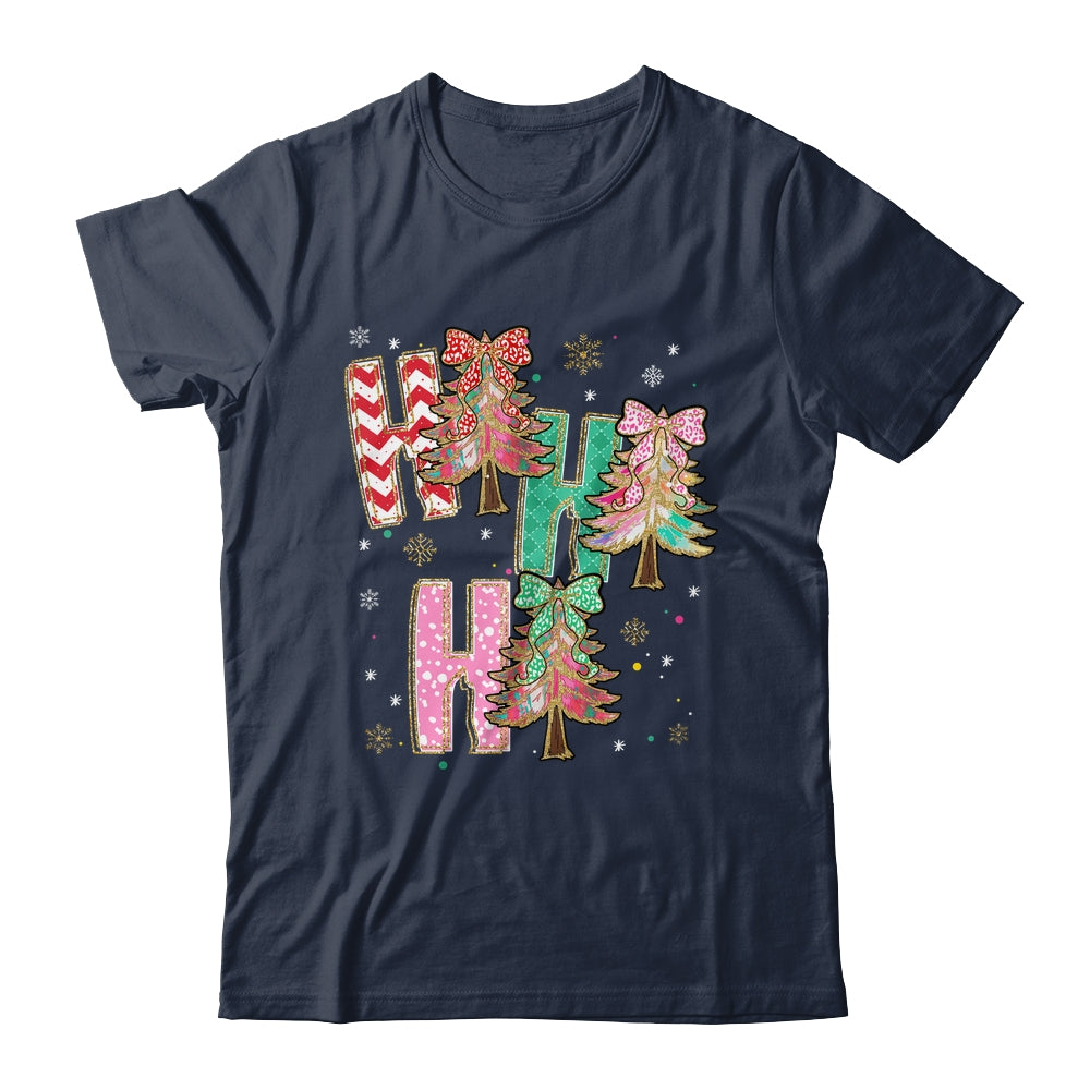 HO HO HO Merry Christmas Coquette Bow Xmas Trees Holiday Shirt & Sweatshirt | siriusteestore
