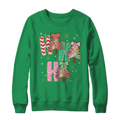 HO HO HO Merry Christmas Coquette Bow Xmas Trees Holiday Shirt & Sweatshirt | siriusteestore