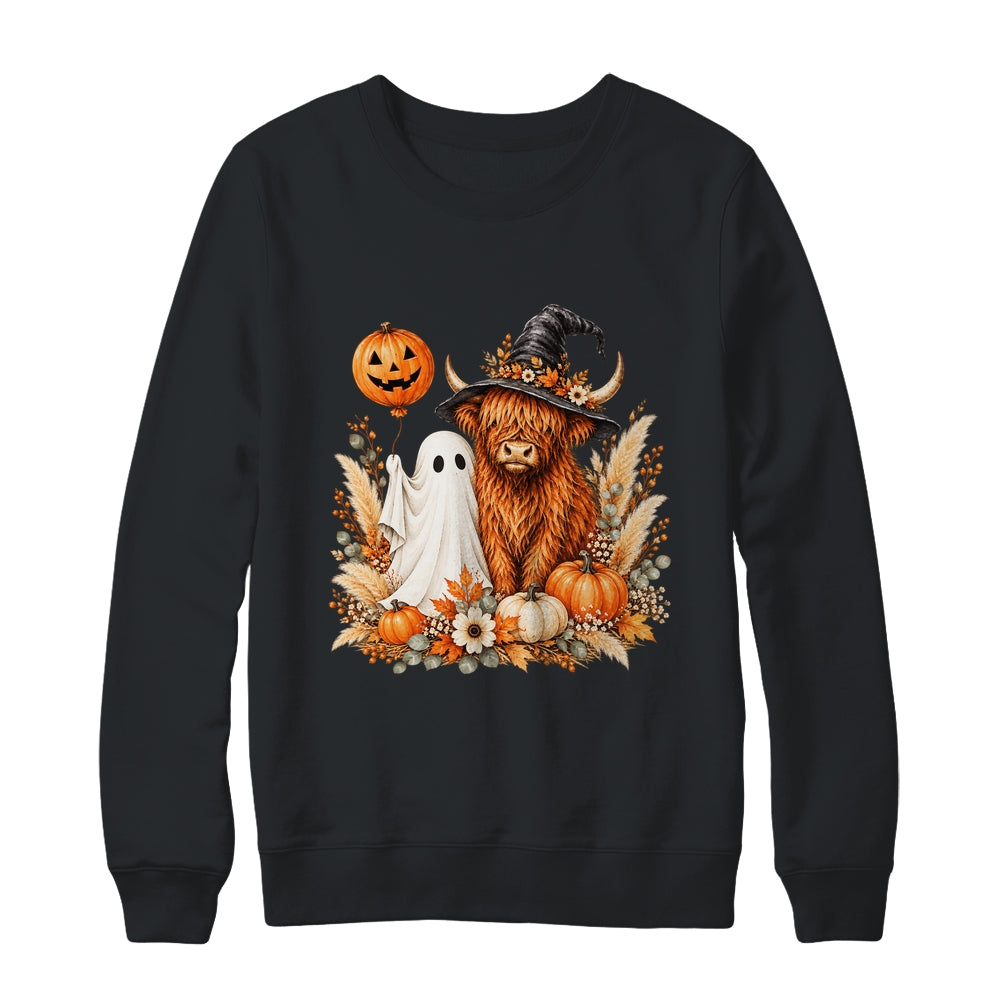 Halloween Boo Highland Cow Witch Spooky Season Fall Autumn Shirt & Sweatshirt | siriusteestore