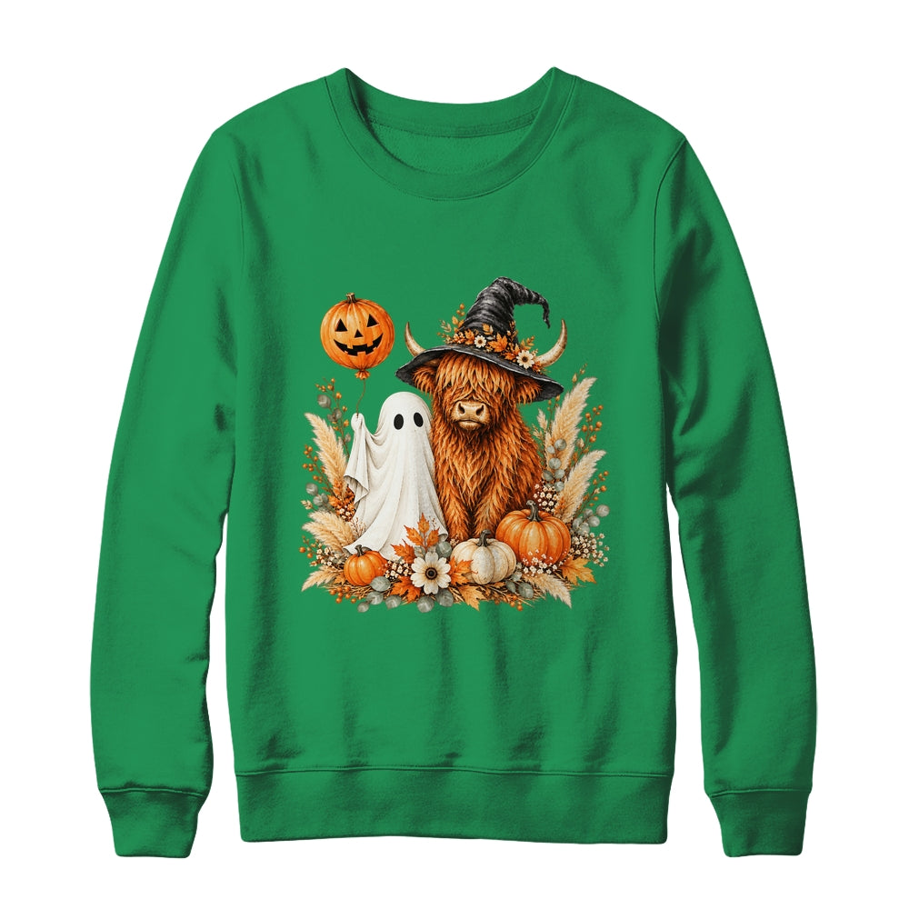 Halloween Boo Highland Cow Witch Spooky Season Fall Autumn Shirt & Sweatshirt | siriusteestore