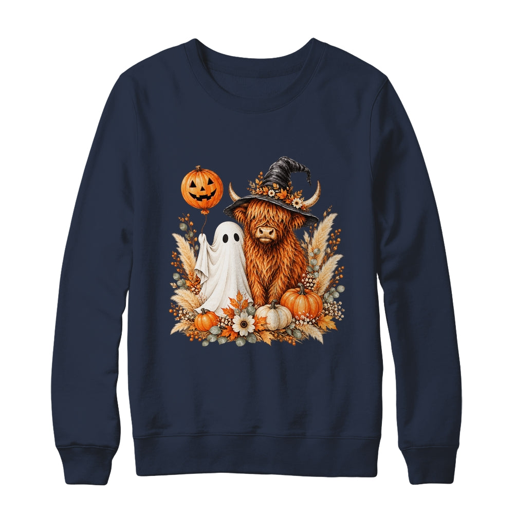 Halloween Boo Highland Cow Witch Spooky Season Fall Autumn Shirt & Sweatshirt | siriusteestore