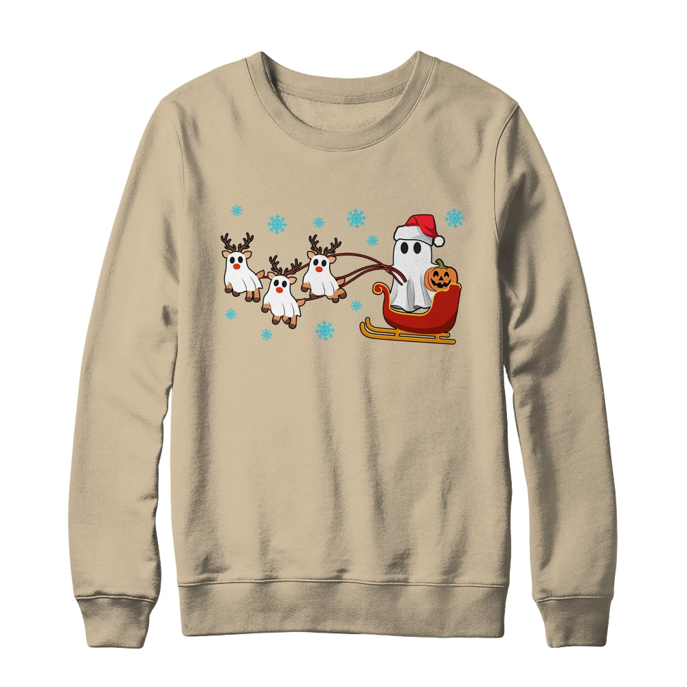 Halloween Christmas Santa's Reindeer Ghost Happy Ghost Funny Shirt & Sweatshirt | siriusteestore