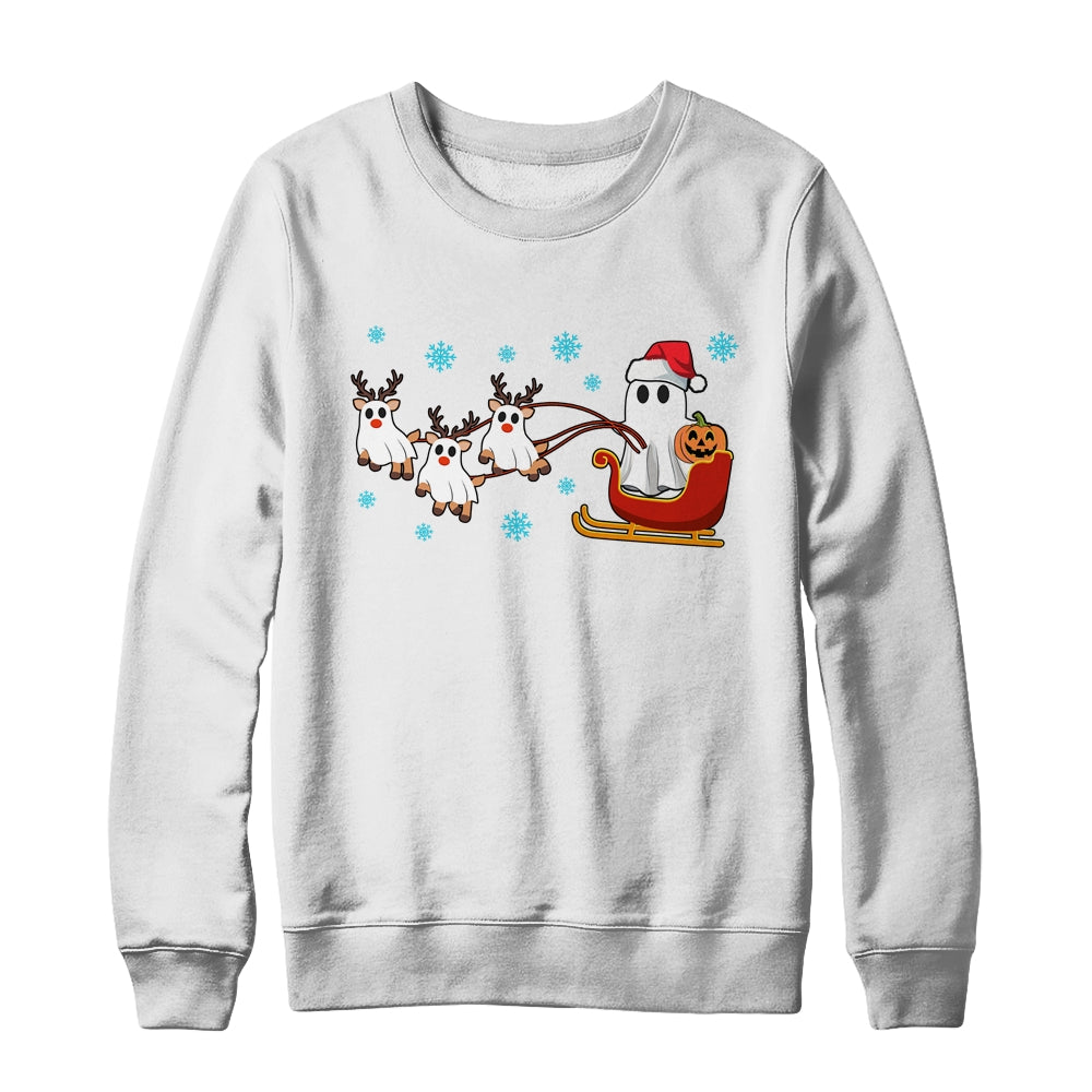 Halloween Christmas Santa's Reindeer Ghost Happy Ghost Funny Shirt & Sweatshirt | siriusteestore