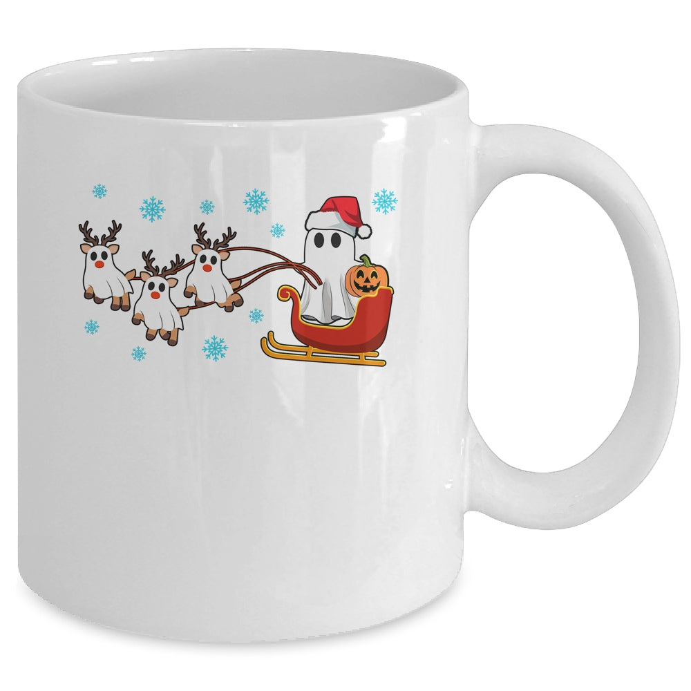 Halloween Christmas Santa's Reindeer Ghost Happy Ghost Funny Mug | siriusteestore