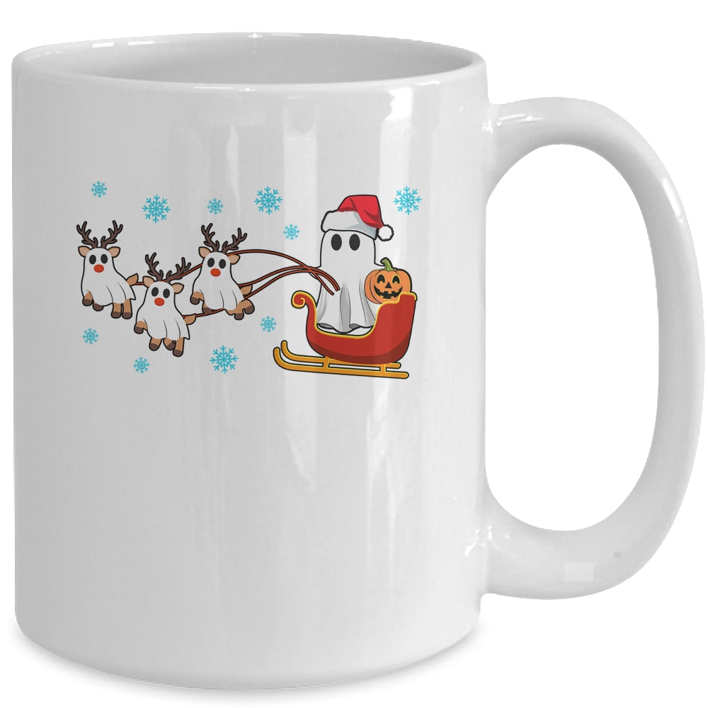 Halloween Christmas Santa's Reindeer Ghost Happy Ghost Funny Mug | siriusteestore