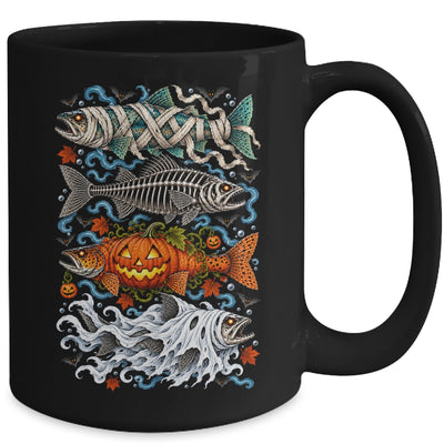 Halloween Fishing Trout Fish Ghost Pumpkin Skeleton Mummy Mug | siriusteestore
