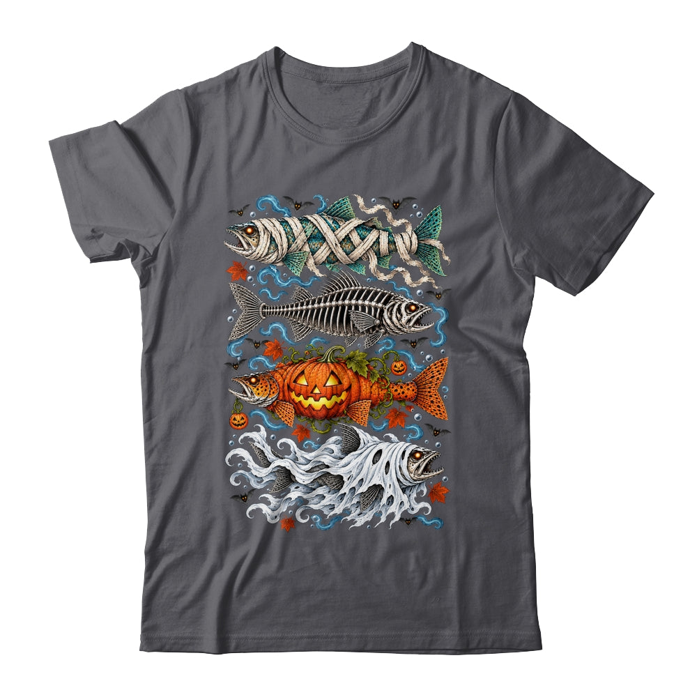 Halloween Fishing Trout Fish Ghost Pumpkin Skeleton Mummy Shirt & Hoodie | siriusteestore