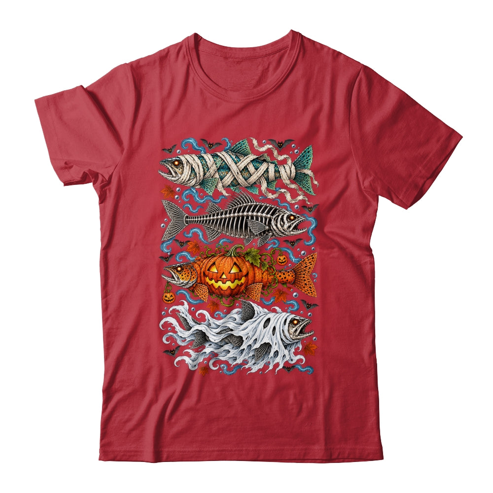 Halloween Fishing Trout Fish Ghost Pumpkin Skeleton Mummy Shirt & Hoodie | siriusteestore