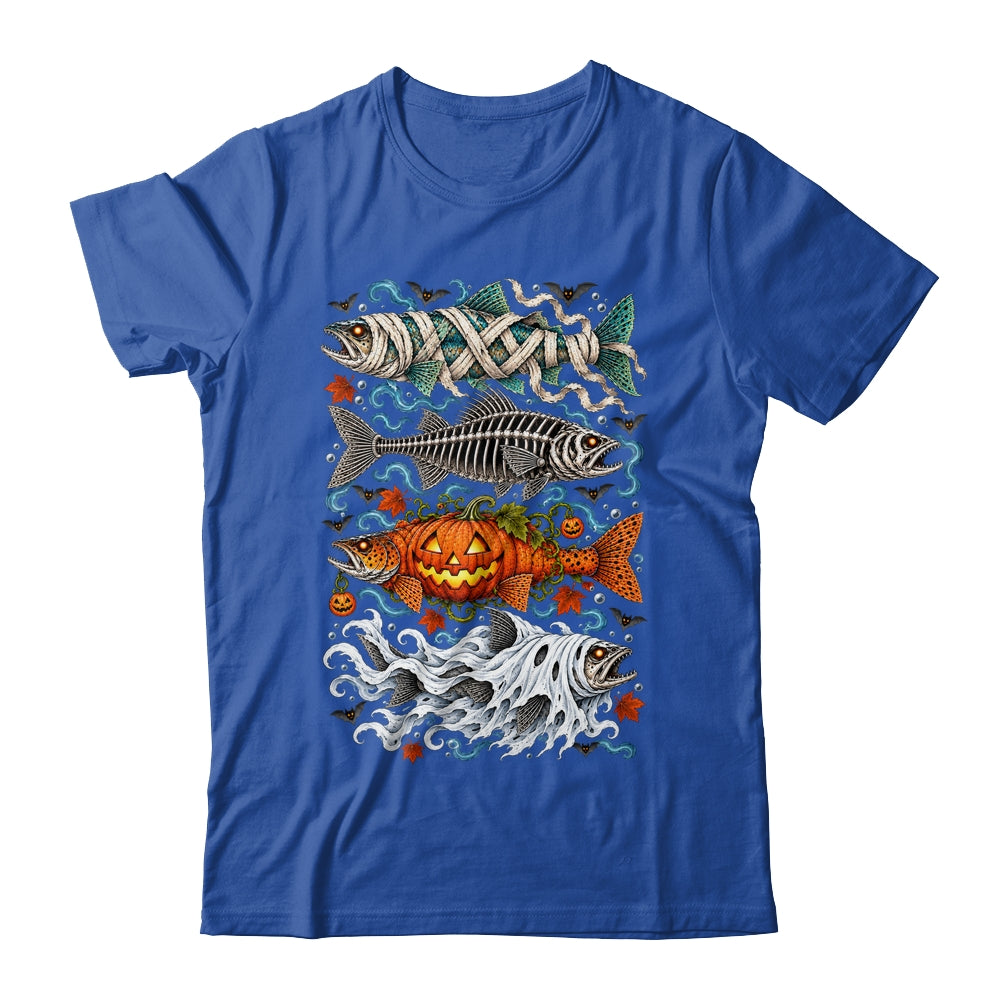 Halloween Fishing Trout Fish Ghost Pumpkin Skeleton Mummy Shirt & Hoodie | siriusteestore