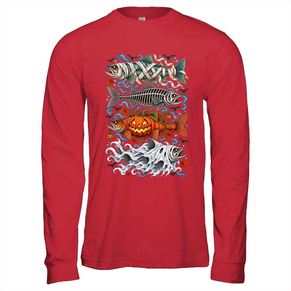 Halloween Fishing Trout Fish Ghost Pumpkin Skeleton Mummy Shirt & Hoodie | siriusteestore