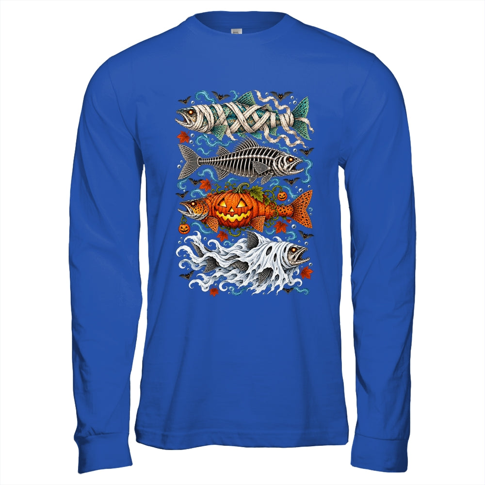 Halloween Fishing Trout Fish Ghost Pumpkin Skeleton Mummy Shirt & Hoodie | siriusteestore