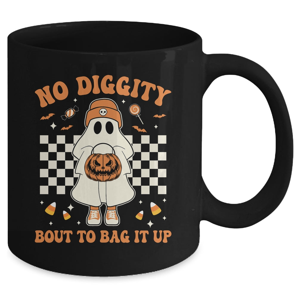 Halloween Ghost No Diggity Bout To Bag It Up Kids Mug | siriusteestore
