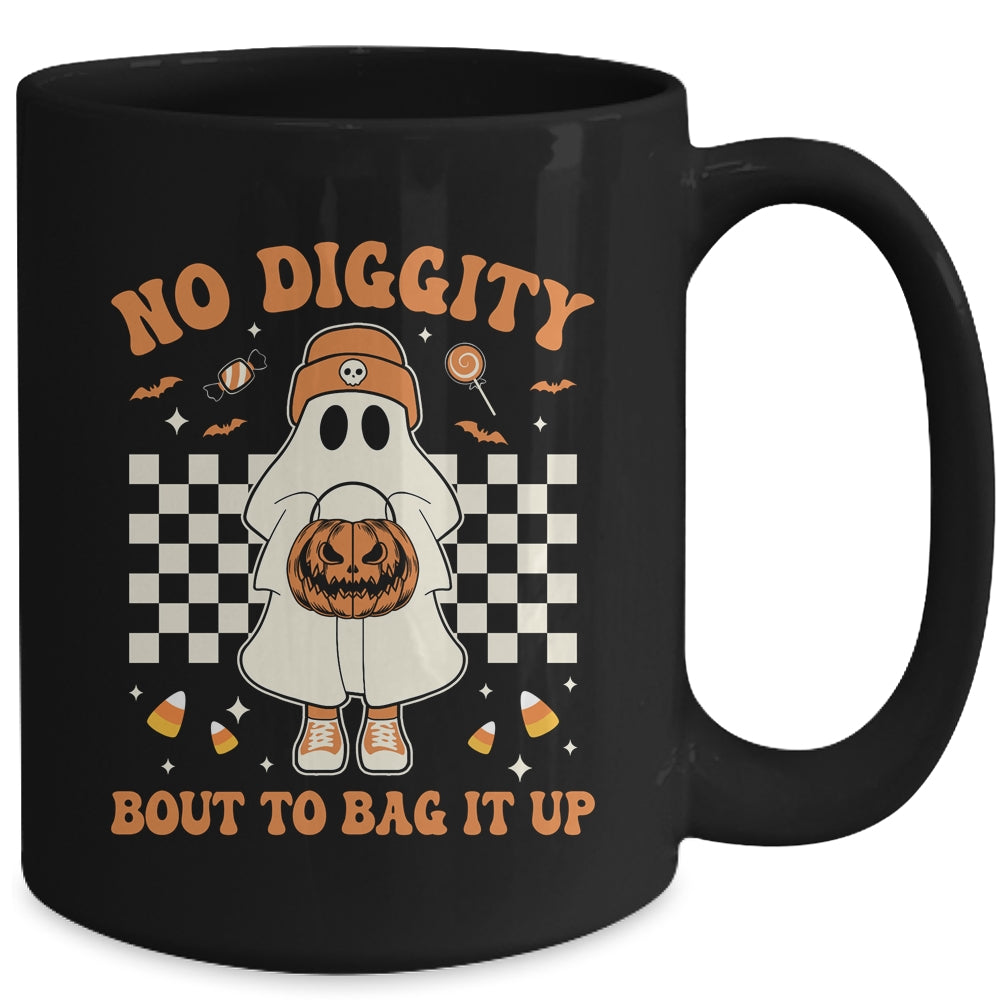 Halloween Ghost No Diggity Bout To Bag It Up Kids Mug | siriusteestore