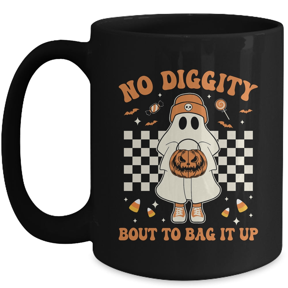 Halloween Ghost No Diggity Bout To Bag It Up Kids Mug | siriusteestore