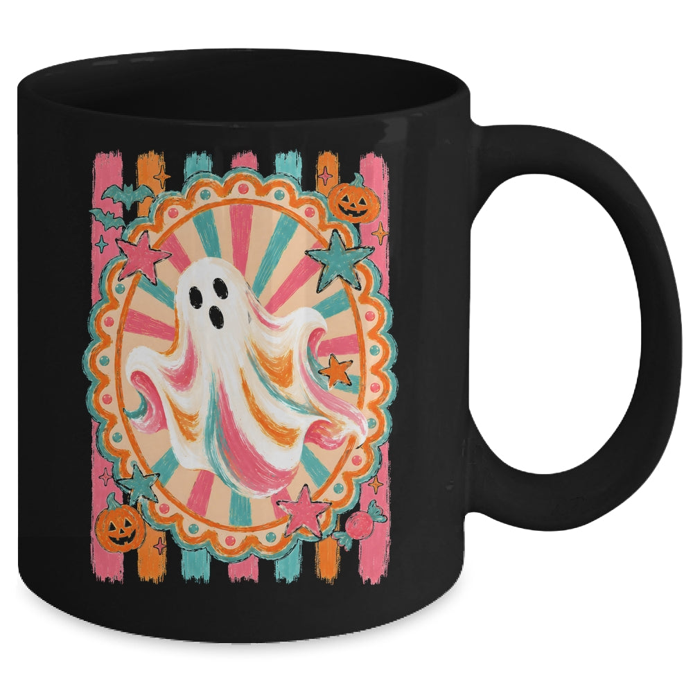 Halloween Ghost Rustic Vintage Stripes Fall Autumn Graphic Mug | siriusteestore