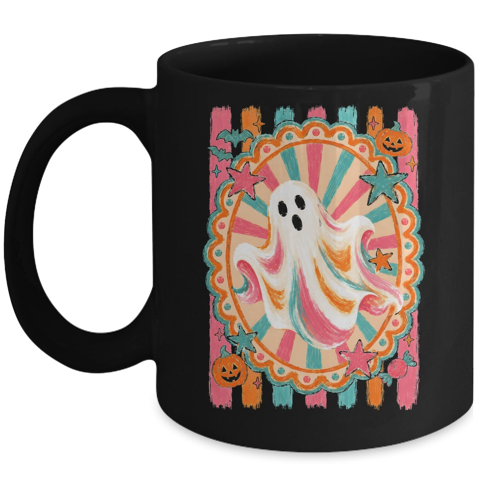 Halloween Ghost Rustic Vintage Stripes Fall Autumn Graphic Mug | siriusteestore