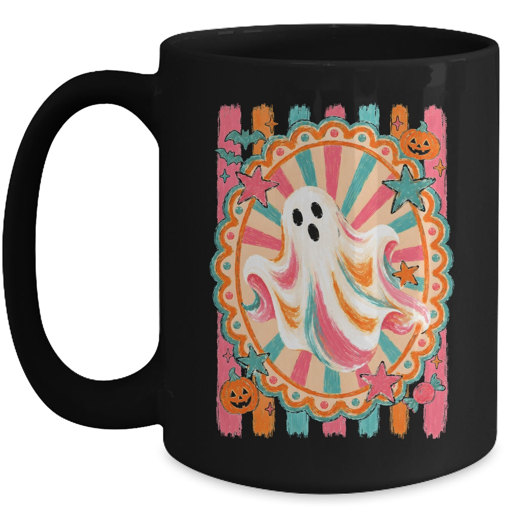 Halloween Ghost Rustic Vintage Stripes Fall Autumn Graphic Mug | siriusteestore
