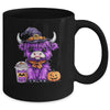 Halloween Highland Cow Cute Cow Witch Spooky Season Design Mug | siriusteestore
