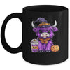 Halloween Highland Cow Cute Cow Witch Spooky Season Design Mug | siriusteestore