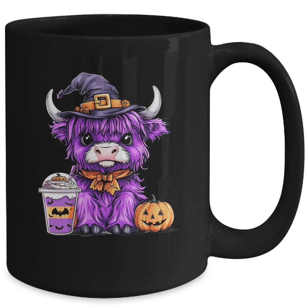 Halloween Highland Cow Cute Cow Witch Spooky Season Design Mug | siriusteestore