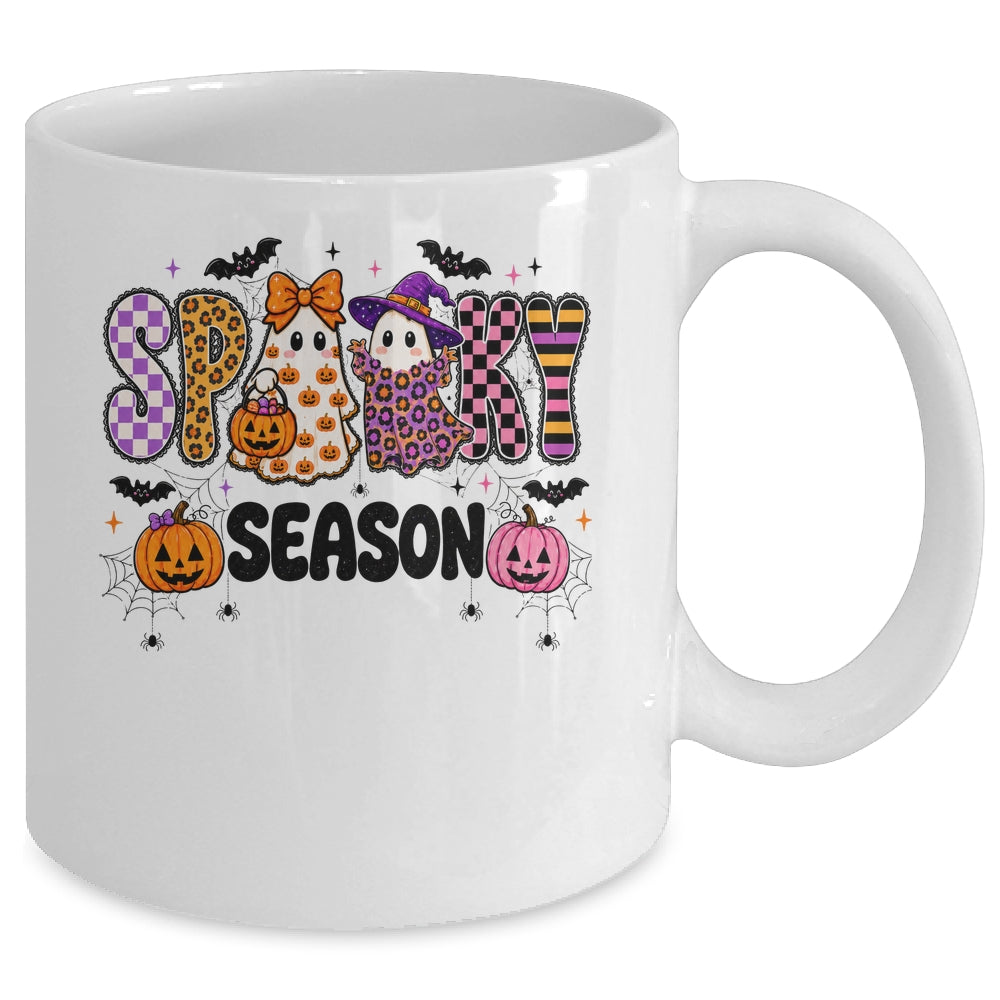 Halloween Leopard Checkered Fall Retro Spooky Ghost Girly Mug | siriusteestore