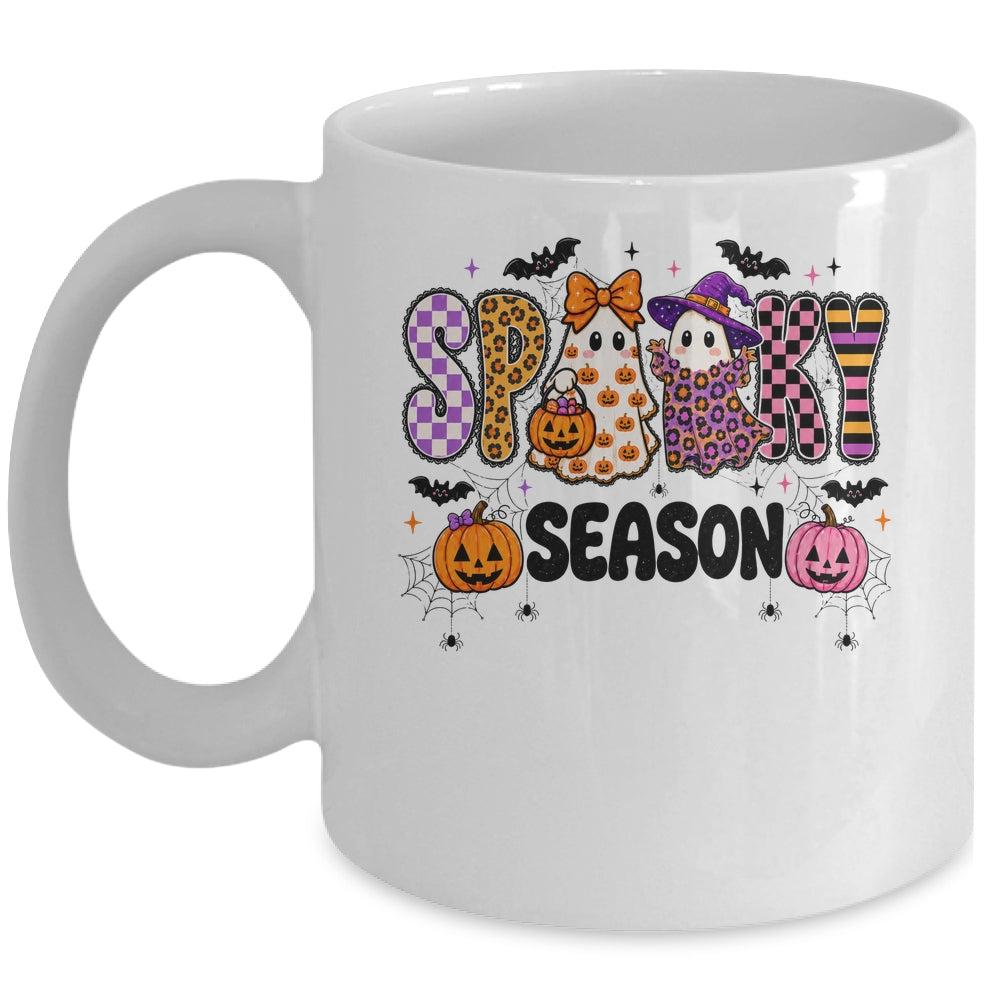Halloween Leopard Checkered Fall Retro Spooky Ghost Girly Mug | siriusteestore