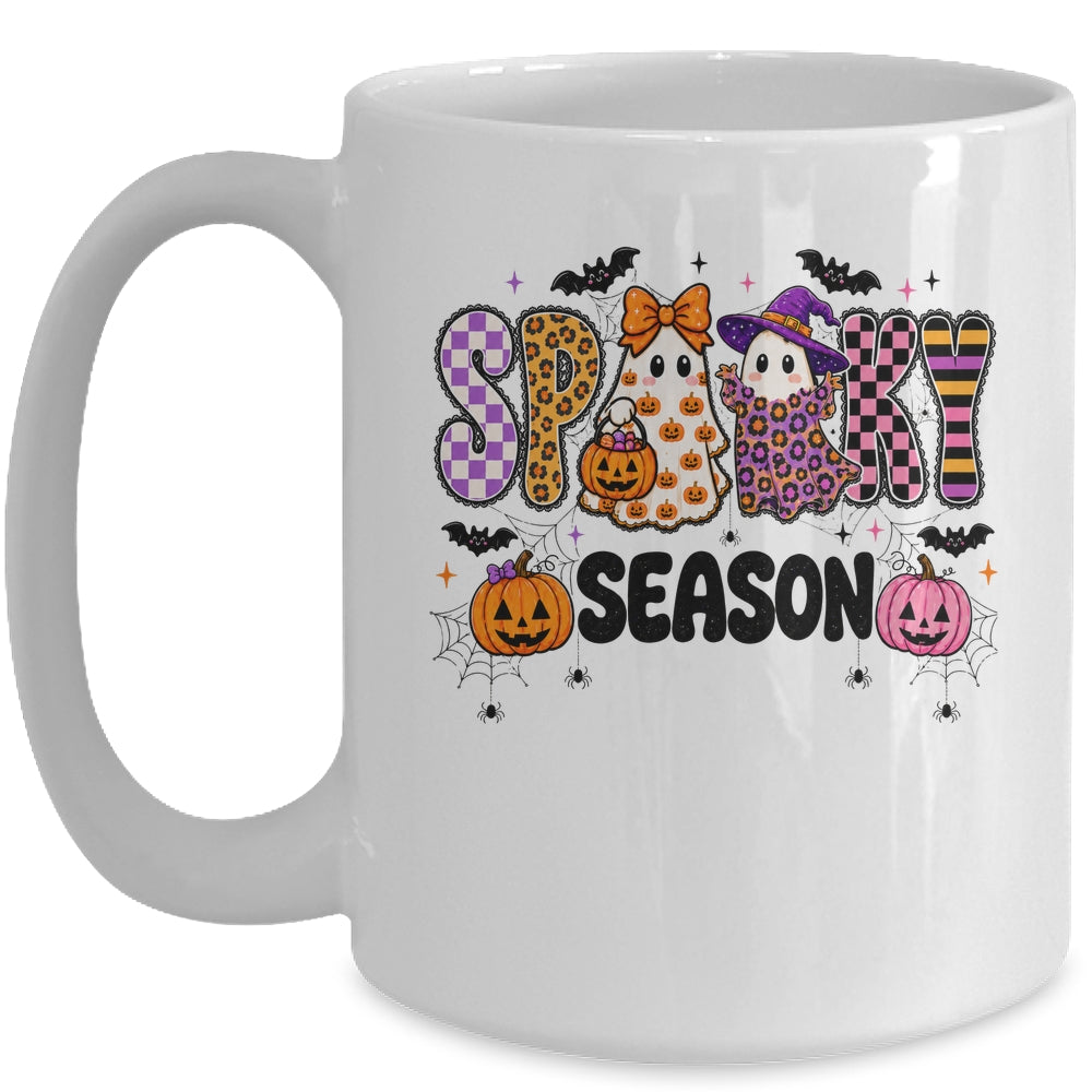 Halloween Leopard Checkered Fall Retro Spooky Ghost Girly Mug | siriusteestore