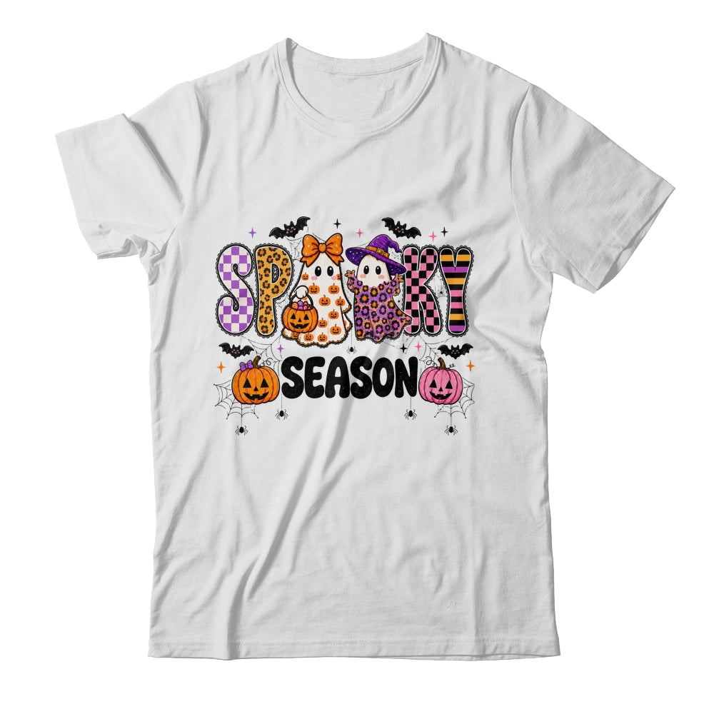 Halloween Leopard Checkered Fall Retro Spooky Ghost Girly Shirt & Sweatshirt | siriusteestore