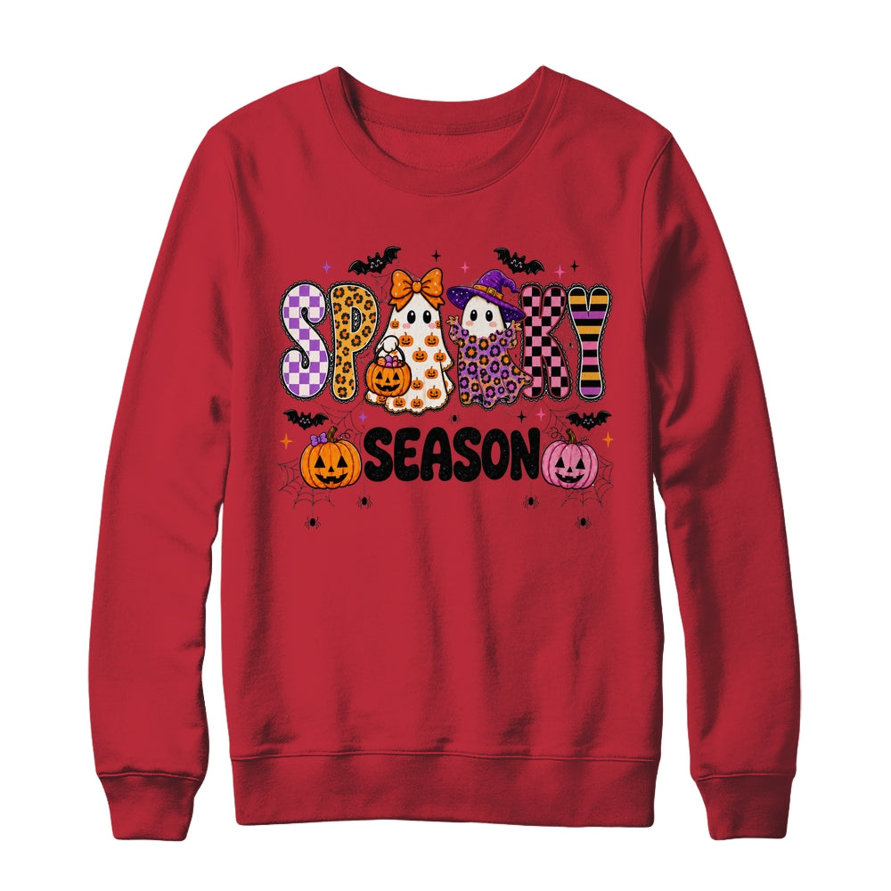 Halloween Leopard Checkered Fall Retro Spooky Ghost Girly Shirt & Sweatshirt | siriusteestore