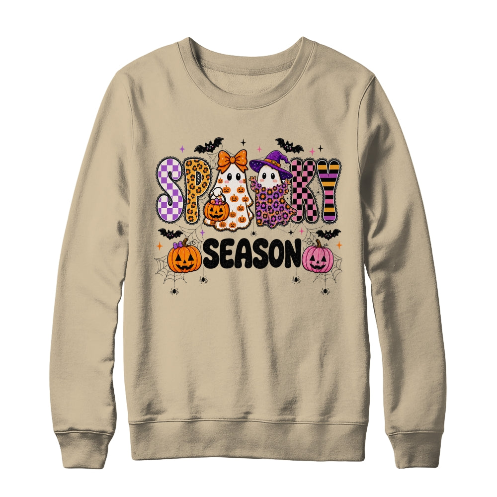 Halloween Leopard Checkered Fall Retro Spooky Ghost Girly Shirt & Sweatshirt | siriusteestore