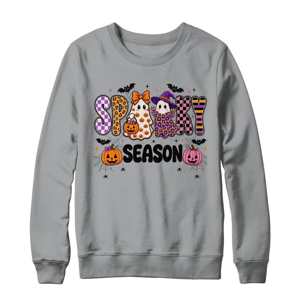 Halloween Leopard Checkered Fall Retro Spooky Ghost Girly Shirt & Sweatshirt | siriusteestore
