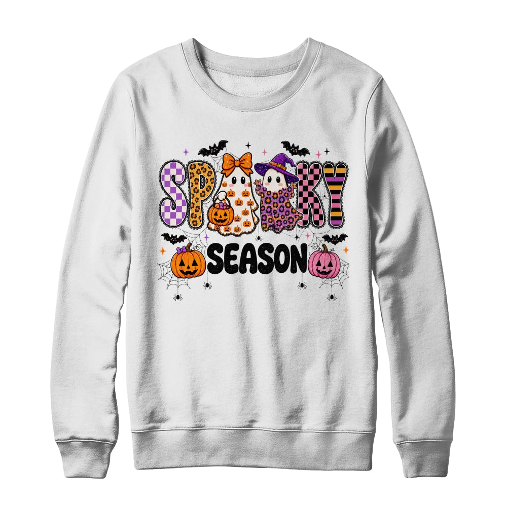 Halloween Leopard Checkered Fall Retro Spooky Ghost Girly Shirt & Sweatshirt | siriusteestore