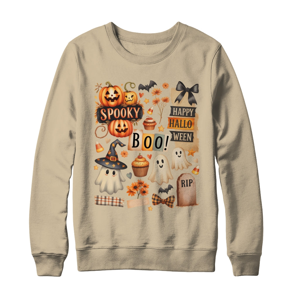 Halloween Pumpkin Boho Floral Fall Autumn Spooky Season Shirt & Sweatshirt | siriusteestore