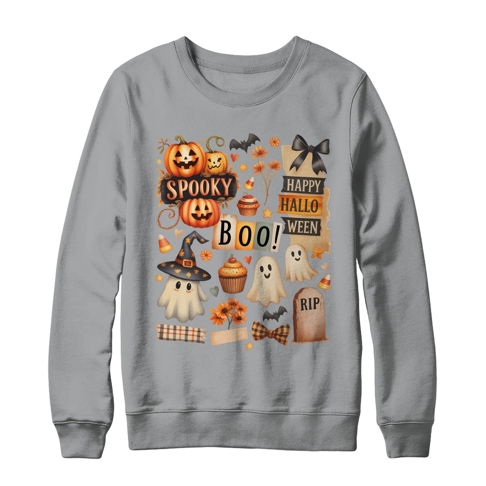 Halloween Pumpkin Boho Floral Fall Autumn Spooky Season Shirt & Sweatshirt | siriusteestore